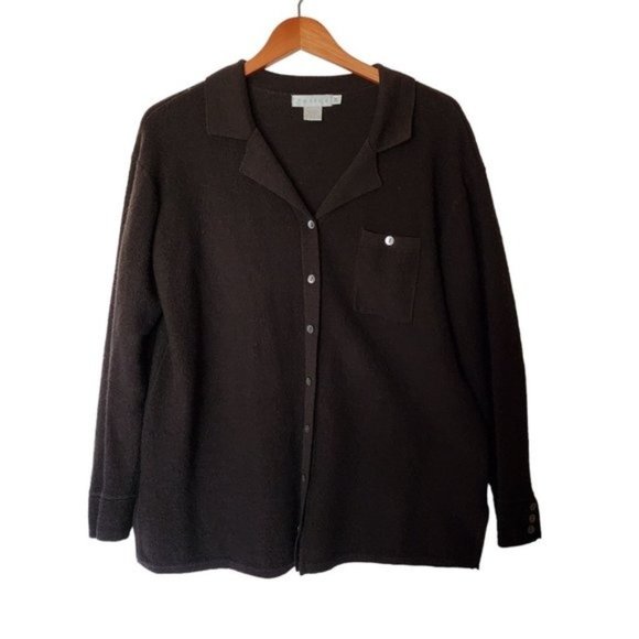 Tweeds Women's Brown 100% Merino Wool Long Sleeve Cardigan Shaket M Medium Jacke - Picture 2 of 16